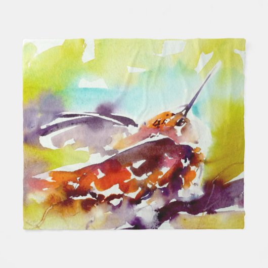 "Evening Perch" Hummingbird Print Fleece Deken (Voorkant (Horizontaal))