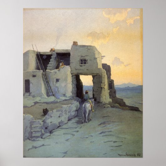 Evening Pueblo van Walpi door Marion Kavagh Wachte Poster (Voorkant)