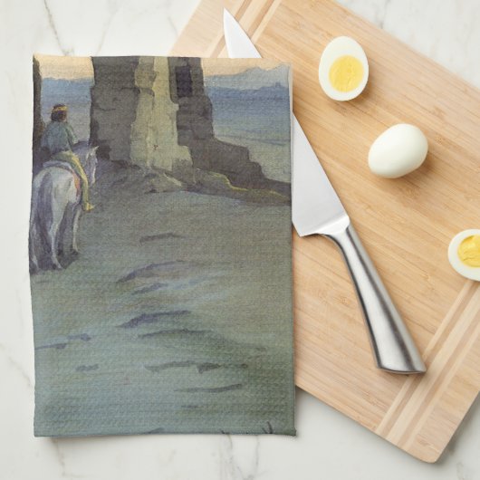 Evening Pueblo van Walpi door Marion Kavagh Wachte Theedoek (Quarter Fold)