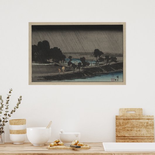 Evening Rain op Azuma Shrine Poster (Keuken)