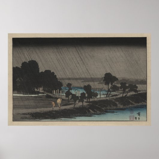 Evening Rain op Azuma Shrine Poster (Voorkant)