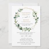 Evening Reception Greenery Geometric Wedding Kaart (Voorkant)