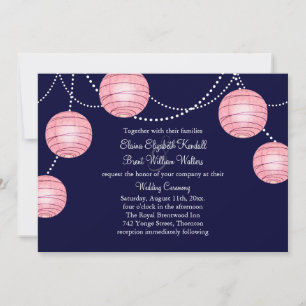Evening Roze Feestlantaarns Huwelijksuitnodiging Kaart