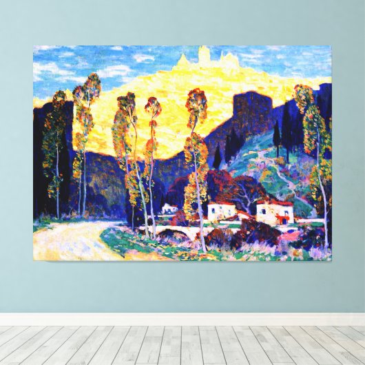 Evening, Siena, famous painting by Clarence Gagnon Canvas Afdruk (Insitu (Houten vloer))