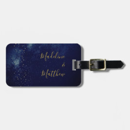 Evening Sky Astral Gold Stars Blue Wedding Bagagelabel