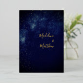 Evening Sky Astral Gold Stars Blue Wedding Folie Uitnodiging (Staand Voorkant)