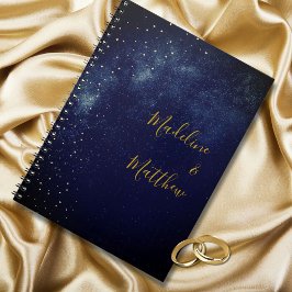 Evening Sky Astral Gold Stars Blue Wedding Notitieboek