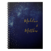 Evening Sky Astral Gold Stars Blue Wedding Notitieboek (Voorkant)