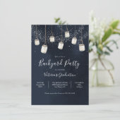 Evening Sky Candle Mason Jars Backyard Party Kaart (Staand voorkant)