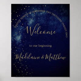 Evening Sky Elegant Stars Welkom Weddenschap Poster