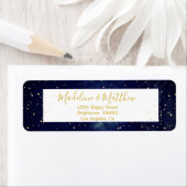 Evening Sky Gold Stars Blue WeddenMonogram Etiket (Insitu)