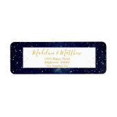 Evening Sky Gold Stars Blue WeddenMonogram Etiket (Voorkant)