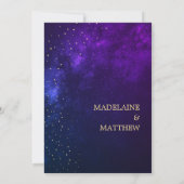 Evening Sky Gold Stars Paarse Wedding Rehearings Kaart (Achterkant)