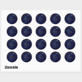 Evening Sky Moon Gold Stars Blue Wedding Ronde Sticker (Vel)