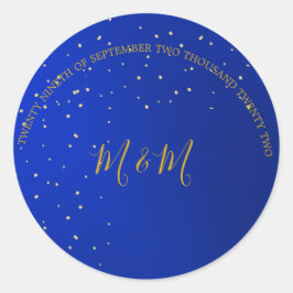 Evening Sky Moon Gold Stars Weddenschap Ronde Sticker