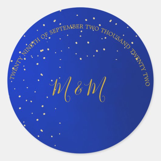 Evening Sky Moon Gold Stars Weddenschap Ronde Sticker (Voorkant)