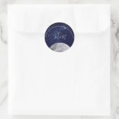 Evening Sky Moon Silver Stars Blue Wedding Ronde Sticker (Tas)