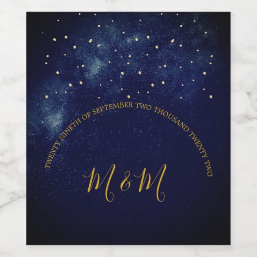 Evening Sky Stars Blue Personal Wedine Label Wijn Etiket (Enkel label)