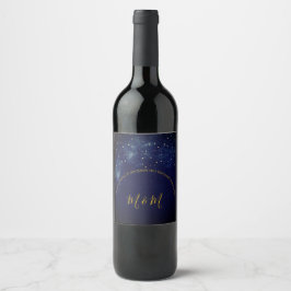 Evening Sky Stars Blue Personal Wedine Label Wijn Etiket