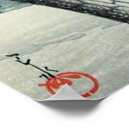 Evening Snow at Edo River Hasui Kawase Circa 1925 Poster (Hoek)