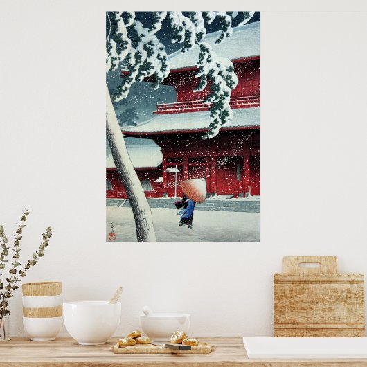 Evening Snow at Edo River Hasui Kawase Circa 1925 Poster (Keuken)