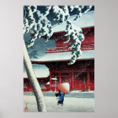 Evening Snow at Edo River Hasui Kawase Circa 1925 Poster (Voorkant)