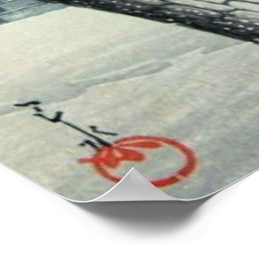 Evening Snow at Edo River Hasui Kawase Poster (Hoek)