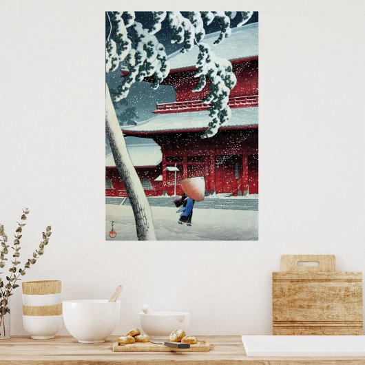 Evening Snow at Edo River Hasui Kawase Poster (Keuken)