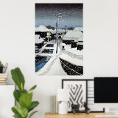 Evening Snow in Terajima Village Hasui Kawase Poster (Thuiskantoor)