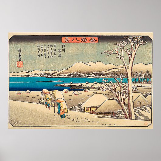 Evening Snow in Uchikawa-Utagawa Hiroshige Poster (Voorkant)