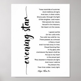 Evening Star Poem door Edgar Allan Poe Poster