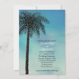 Evening String Lights Palm Tree Huwelijksuitnodigi Kaart