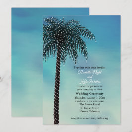 Evening String Lights Palm Tree Huwelijksuitnodigi Kaart