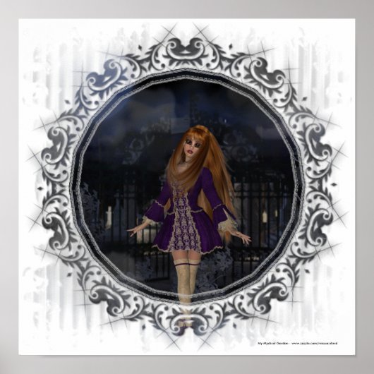 Evening Stroll Gothic Fantasy Redhead Girl Poster (Voorkant)