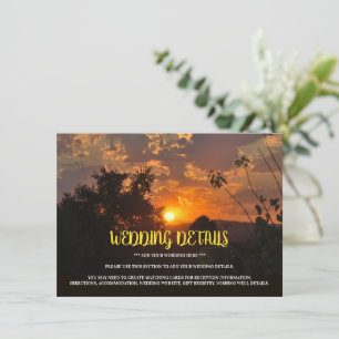Evening Sunset Scene, Rustic Wedding Detail Informatiekaartje