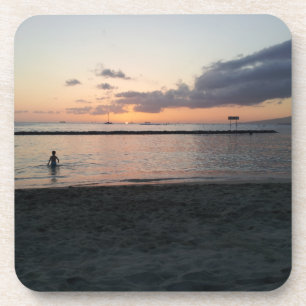 Evening Sunset Tropical Beach Waikiki Oahu Hawaii Bier Onderzetter