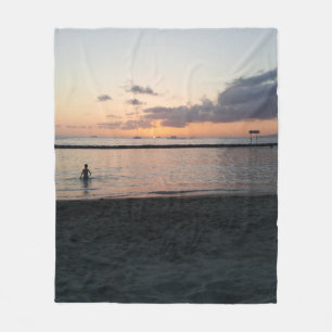 Evening Sunset Tropical Beach Waikiki Oahu Hawaii Fleece Deken
