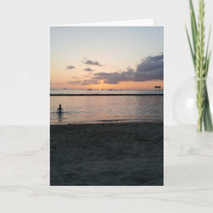 Evening Sunset Tropical Beach Waikiki Oahu Hawaii Kaart