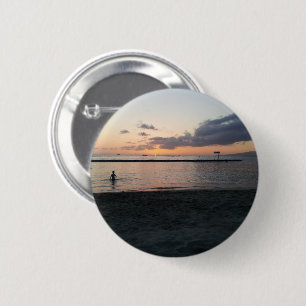 Evening Sunset Tropical Beach Waikiki Oahu Hawaii Ronde Button 5,7 Cm