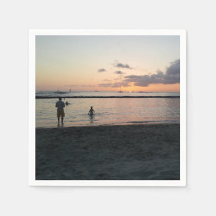 Evening Sunset Tropical Beach Waikiki Oahu Hawaii Servet