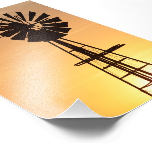 Evening Windmill Silhouette Foto Afdruk (Hoek)