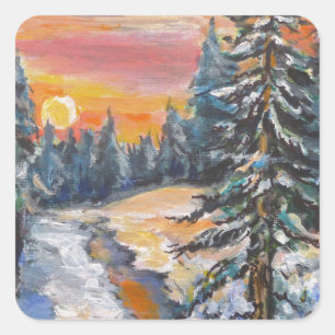 Eveningsnow5.jpg Vierkante Sticker