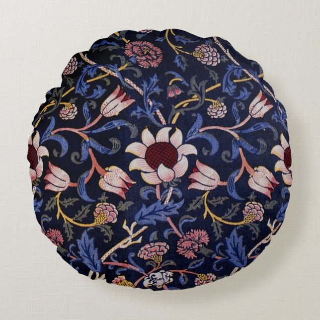 Evenlode, famous William Morris pattern, Rond Kussen (Voorkant)