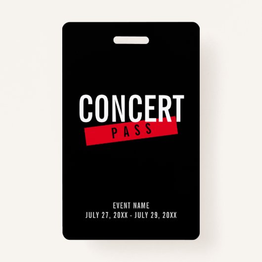 Event Access Concert Pass Red Aangepaste ID-badge Badge (Voorkant)