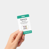 Event Attendee Badge Logo Lanyard Clip Reel Groen (Handheld)