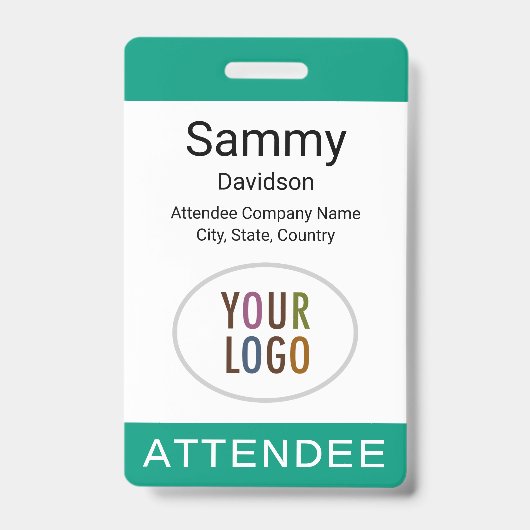 Event Attendee Badge Logo Lanyard Clip Reel Groen (Voorkant)