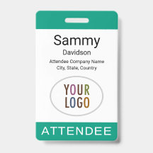Event Attendee Badge Logo Lanyard Clip Reel Groen