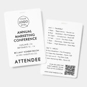 Event Badge 4x6 | QR Code Pas Conference Schema (Voor- en achterkant)