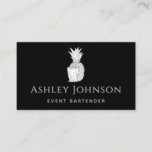 Event Bartender Black & White Drawn Cocktail Basic Visitekaartje (Voorkant)