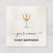 Event Bartender Champagneglazen Elegant Marmer Vierkante Visitekaartje (Voorkant)